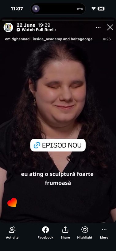Instagram story promoting a Design Stories episode