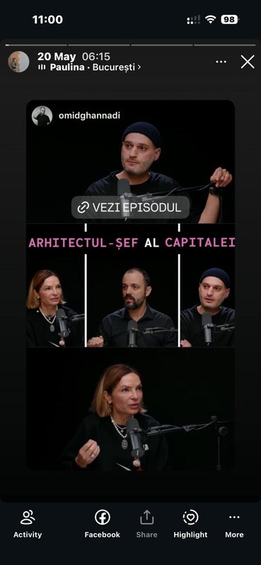 Instagram story promoting a Design Stories episode